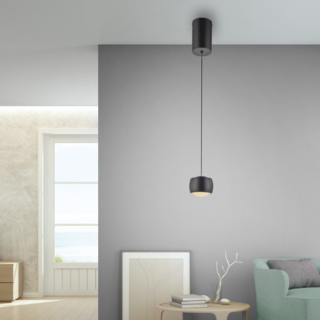  Lampa wisząca pojedyńcza czarna kula LED 3000K z funkcją ComfortLift BALLINI Just Light 15260-18