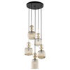 Lampa wisząca pięciozwisowa ze szklanymi karbowanymi kloszami na okrągłej podsufitce SOPHIA COGNAC 5xE14 Tk Lighting 11043