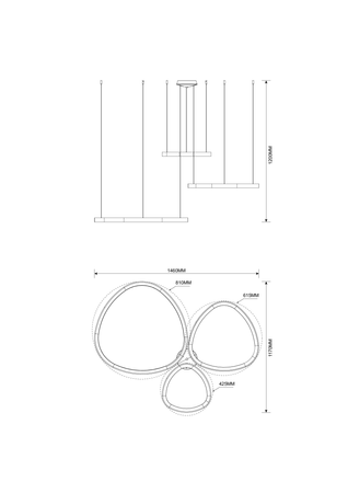 Lampa wisząca trzy nieregularne ringi w kolorze złotym LIRIA LED sterowana pilotem Zuma Line MS756090