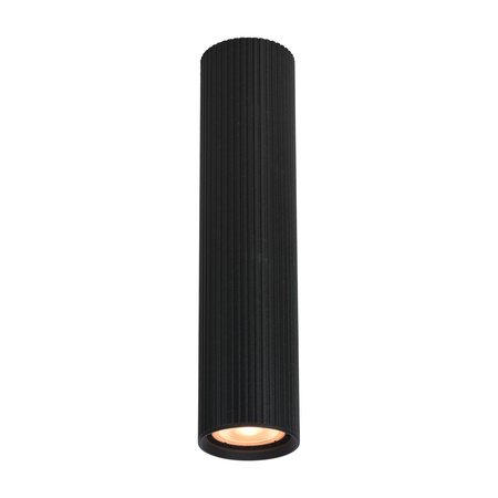 Czarna długa tuba 24cm ryflowana 1xGU10 Rilok Italux CLN-83920-L-BK