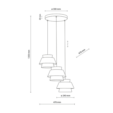 Lampa wisząca trzy abażury juta + drewno na kole KALUM WOOD 3XE27 Tk Lighting 11808