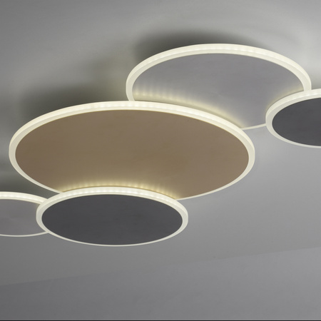 Lampa sufitowa pięć połączonych kół w różnych odcieniach Q-PIATO Paul Neuhaus 8008-70 sterowana pilotem lub smartfonem