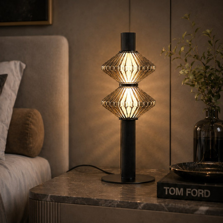Lampka nocna ryflowana czarna tuba ze szklanymi kloszami Padre 9W LED 3000K Milagro ML2800