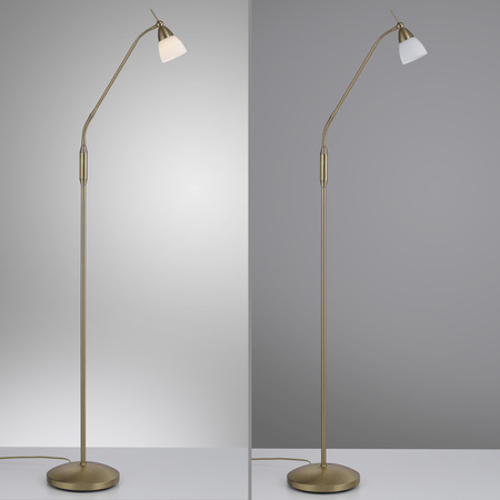 Lampa podłogowa z wyginanym ramieniem w kolorze mosiężnym PINO Paul Neuhaus 400-11 na dotyk