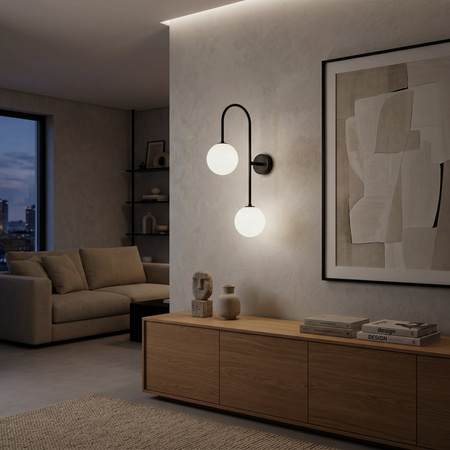 Czarny kinkiet ścienny na korytarz 2xG9 SILA Kaja Lighting K-5993