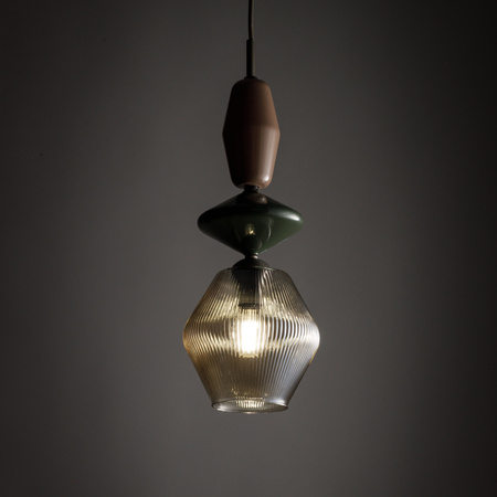 Pojedyńcza lampa wisząca karbowany koniakowy klosz ZEN NEW BROWN FUSO COGNAC 1XE14 Tk Lighting 11865