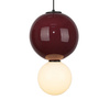 Lampa wisząca bordowa kula z ceramiki 25cm plus szklany biały klosz LED 3000K Pieve Italux PND-95221-1L-PRP