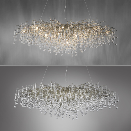 Lampa wisząca, imponujący żyrandol 150cm x 75cm ze szklanymi zwisami 15xG9 ICICLE Paul Neuhaus 2031-55