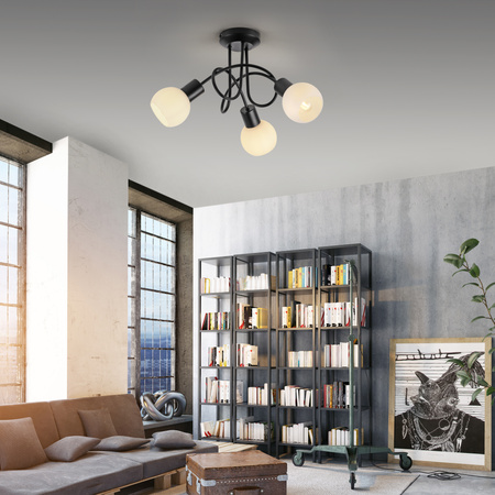 Czarna lampa sufitowa z plecionymi ramionami LOKI 3xE14 Just Light 12153-18