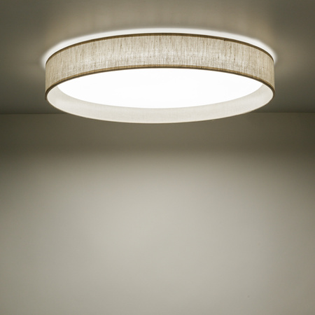 Okragły plafon sufitowy do sypialni z lnu LED o średnicy 42,5cm DEMI LEN Tk Lighting 11857