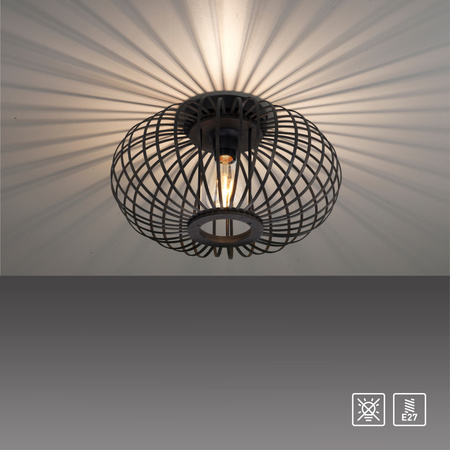 Czarna metalowa lampa sufitowa 5xE27 RACOON Just Light Paul Neuhau 11410-18
