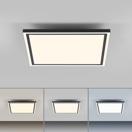 Kwadratowy plafon 45x45 z czarną ramką sterowany pilotem i smartfonem LED EDGING-SMART Just Light Leuchten Direkt 14451-18