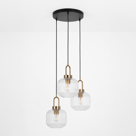 Lampa wisząca z 3 ryflowanymi kloszami do salonu LIRA Kaja Lighting K-6062