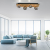 Prostokątna lampa sufitowa drewniana z czterema szklanymi kloszami GREEN STIKA 4xG9 Just Light 15209-79