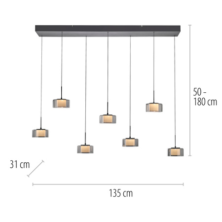 Lampa wisząca siedmiopunktowa z wbudowanym ściemniaczem RIKA Paul Neuhaus 2115-18