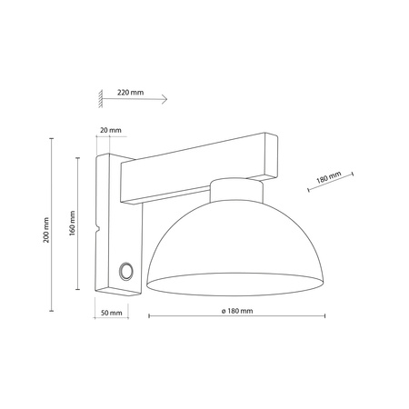 Drewniany kinkiet z metalowym kloszem w kolorze beżowym OSLO SABIA 1xE27 Tk Lighting 11009