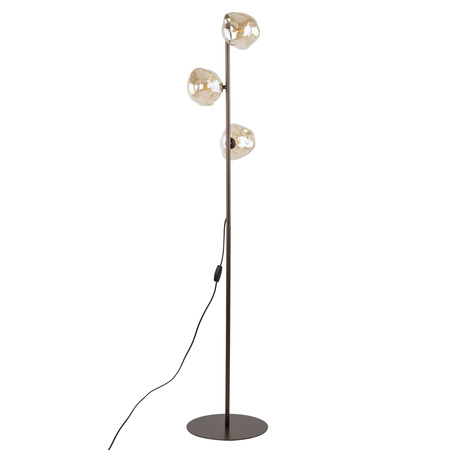Brązowa lampa podłogowa z trzema koniakowymi szklanymi kloszami 3xG9 LAVA BROWN Tk Lighting 16150