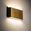 Płaski kinkiet elewacyjny w kolorze mosiężnym 17,5x9cm światło góra dół LED 3000K SEMI LED M Nowodvorski 11366