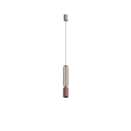 Lampa wisząca tuba w kolorze terakota osłonięta beżowymi drutami 1xGU10 SINGLES B Nowodvorski 12198