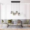 Lampa wisząca ósemka z ryflowanymi koniakowymi kloszami i zielonymi kulami SOPHIA GREEN COGNAC 8xE14 Tk Lighting 11151