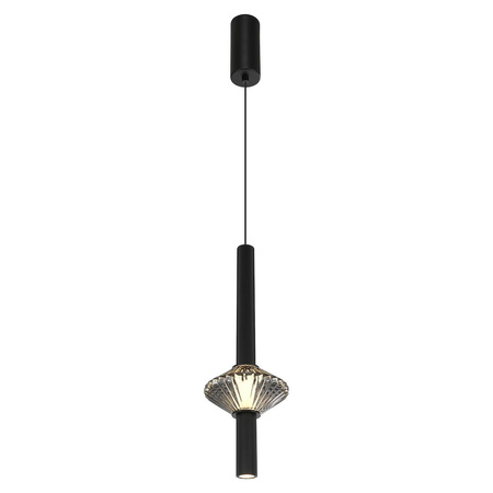 Lampa wisząca czarna ryflowana tuba ze szklanym kloszem Padre 7W LED Milagro ML2796