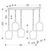 Lampa wisząca pięć zwisów z podwójnymi mix kloszami GLAXI 5xGX53 Candellux Studio 35-50434