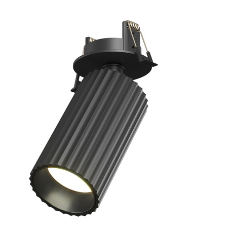 Czarna podtynkowa wpuszczana ryflowana tuba sufitowa regulowana 1xGU10 Calipso C110CL-01-GU10-B Maytoni