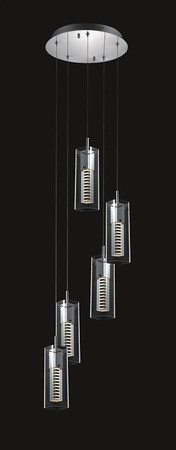 Nowoczesna lampa wisząca Verizon chromowa z pięcioma kloszami Italux MD109003-5B