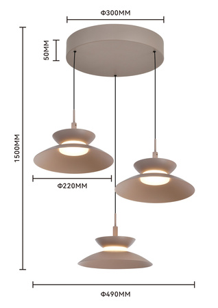 Lampa wisząca trójka okrągła Gubbio kaszmirowa Aviano Lighting 5060-313