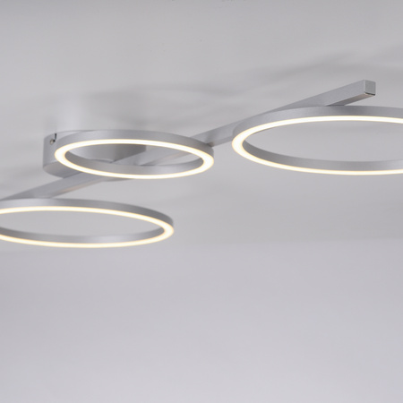 Podłużna srebrna lampa sufitowa LED cztery ringi z funkcją ściemniania SwitchMo MINI RITUS Just Light 14211-21
