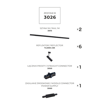 Czarny zestaw prosty 200cm szynoprzewód 6xGU10 Zuma Line 3026