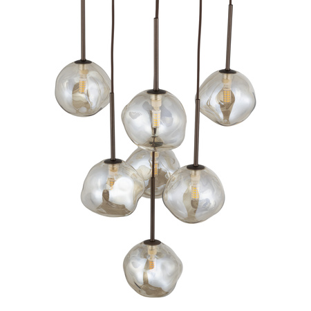 Lampa wisząca z koniakowymi szklanymi nieregularnymi kloszami LAVA BROWN 7xG9 Tk Lighting 11328