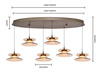Lampa wisząca szóstka owalna Crema brąz / klosz coffee Aviano Lighting 7058-621