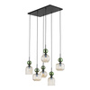 Lampa wisząca 6 z ryflowanymi koniakowymi kloszami i zielonymi kulami SOPHIA GREEN COGNAC LAMPA WISZĄCA 6XE14 6xE14 Tk Lighting 11150