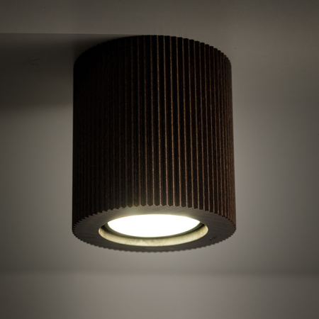 Ryflowana brązowa tuba sufitowa EVE CORTE WOOD ORZECH 1xGU10 Tk Lighting 11778