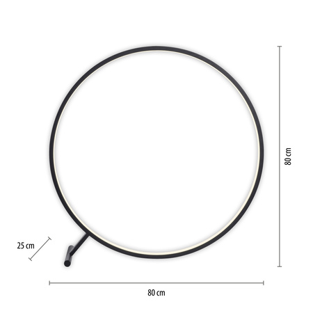 Lampa podłogowa duży czarny okrąg 80cm LED HULA Paul Neuhaus 319-18 sterowany pilotem
