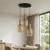 Lampa wisząca trzypunktowa ze złotymi elementami HIRO Kaja Lighting K-5887