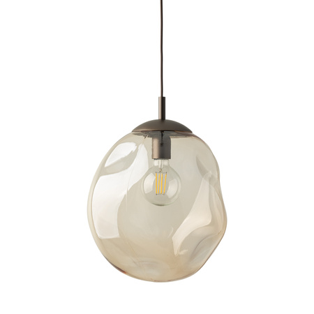 Lampa wisząca szklana zniekształcona bursztynowa  kula 35cm LAVA L BROWN 1xE27 Tk Lighting 11324