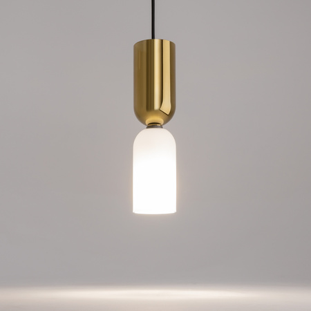 Złota lampa wisząca z białym szklanym kloszem 1xE14 Memory MOD177PL-01G Maytoni