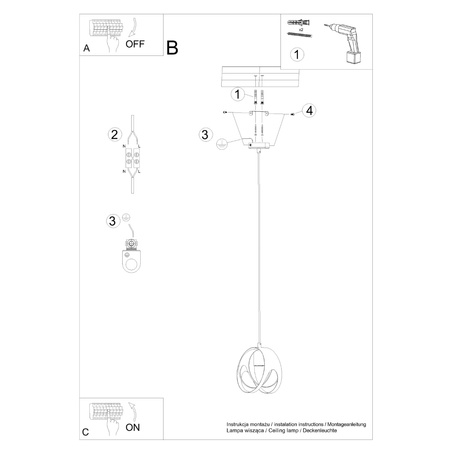 Lampa wisząca TULOS 1 czarna Sollux SL.1087