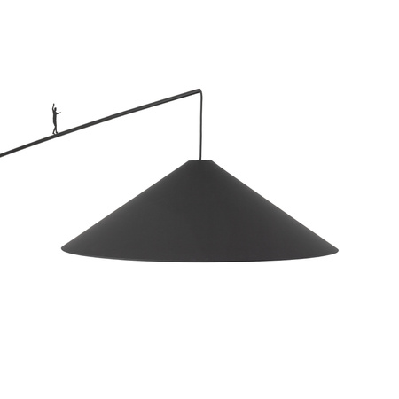Czarna lampa podłogowa łukowa z długim wysięgnikiem i dyskowym kloszem 1xE27 POISE A Nowodvorski 11768
