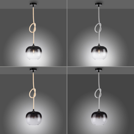 Lampa wisząca pojedyńcza szklany klosz i świecący przewód LUMA Paul Neuhaus  2410-18