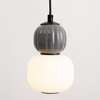 Lampa wisząca pojedyńcza opalowy klosz z ryflowaną ciemnoszarą ozdobną kulą Modern 5W Maxlight P0626