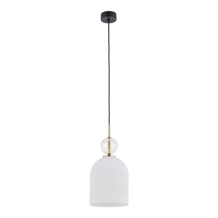 Lampa wisząca pojedyńcza karbowany szklany klosz z ozdobną szklaną kulą SOPHIA BIG COGNAC WHITE 1xE27 Tk Lighting 11374