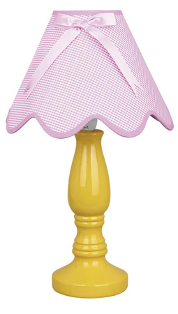 LAMPKA LOLA GABINETOWA ŻÓŁTA 1X40W E14 ABAŻUR RÓŻOWY Candellux 41-84354