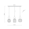 Lampa wisząca listwa potrójna z ryflowanymi koniakowymi kloszami i zielonymi kulami SOPHIA GREEN COGNAC 3xE14 Tk Lighting 11147