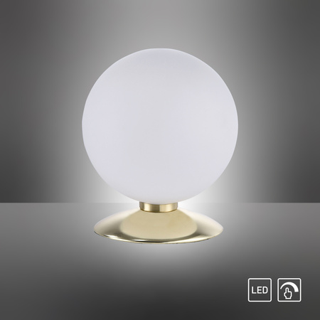 LAMPA STOŁOWA szklana kula 1xG9 MATOWY MOSIĄDZ BUBBA Paul Neuhaus 4013-60 na dotyk