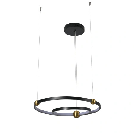Lampa wisząca podwójny okrąg 50cm z ozdobnymi kulami Kido S LED czarny PL0138 Yaskr