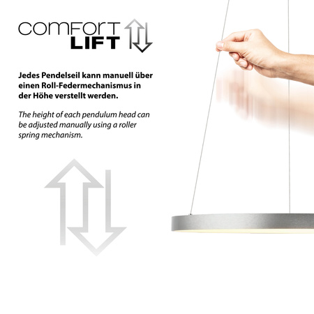 Lampa wisząca okrąg w kolorze aluminium 57cm LED 3000K HOOP Paul Neuhaus 2851-95 
