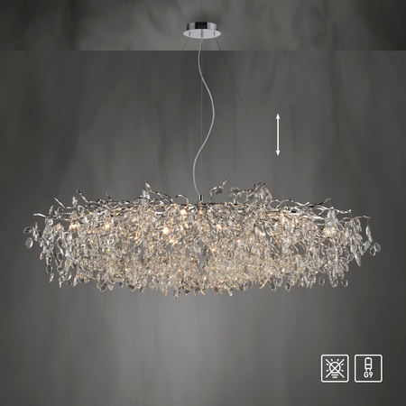 Ekskluzywna duża lampa wisząca 150x70cm chromowana z kryształkami do salonu RICICLE Paul Neuhaus 2037-17